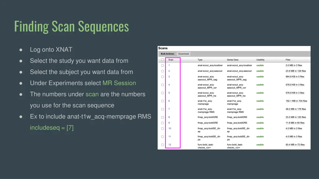 finding scan sequences