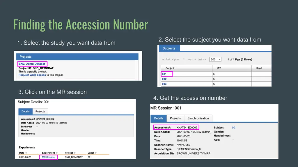 finding the accession number