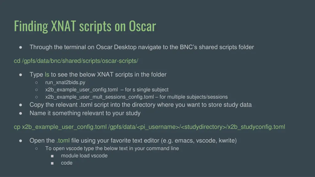 finding xnat scripts on oscar