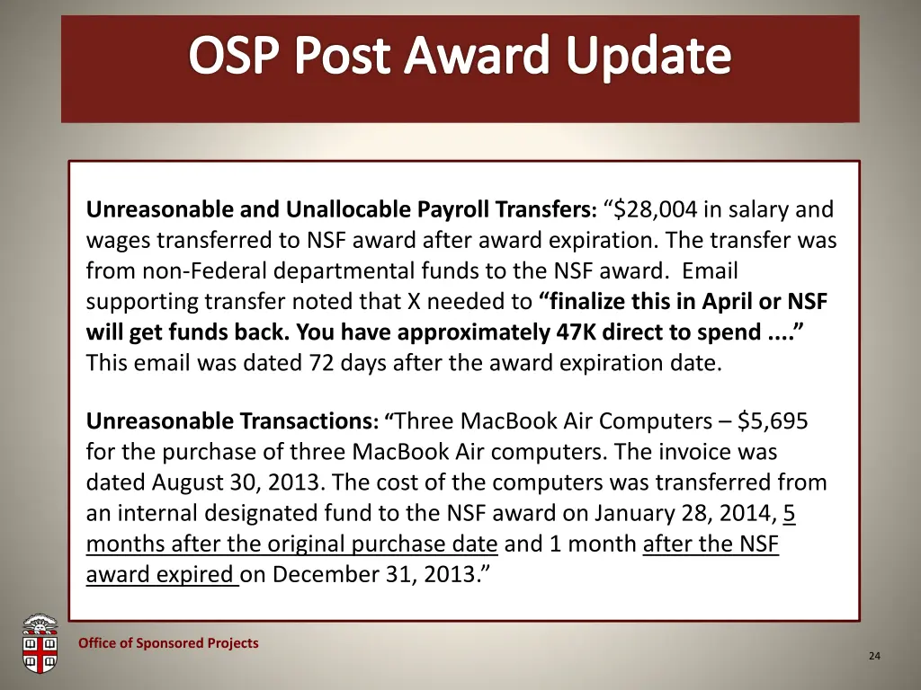 osp brown bag osp post award update 5