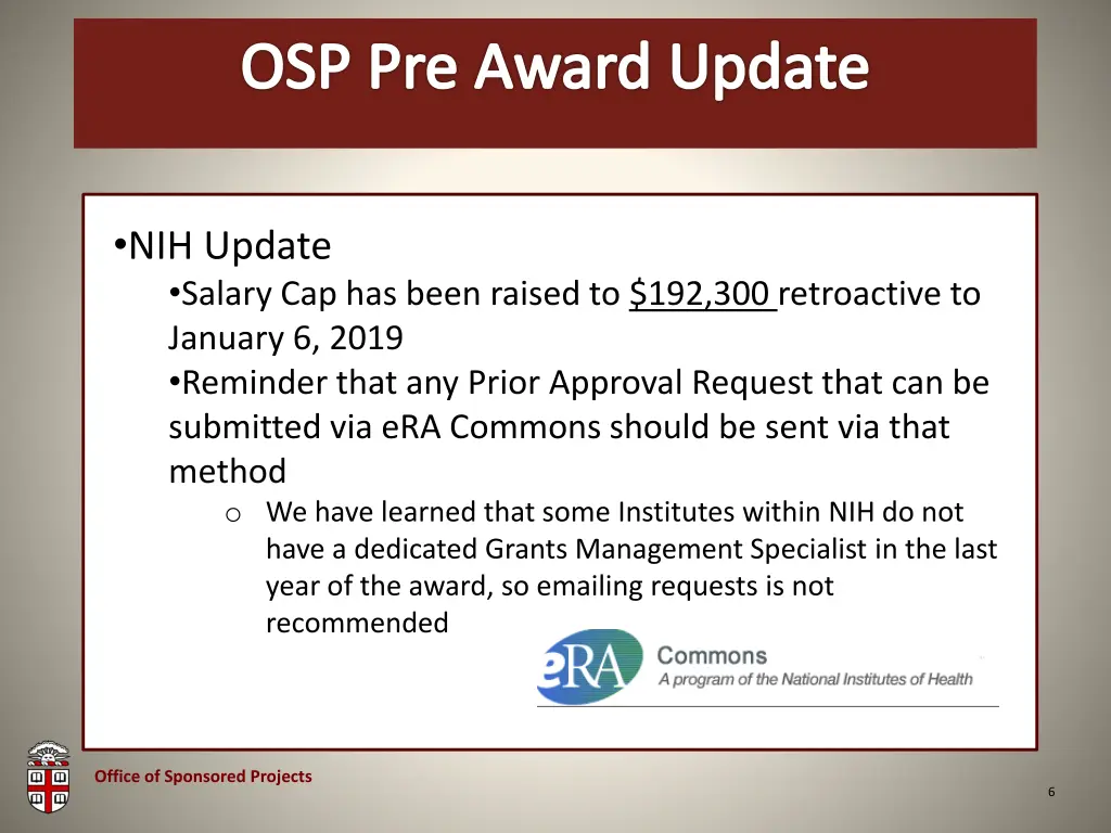 osp brown bag osp pre award update 4