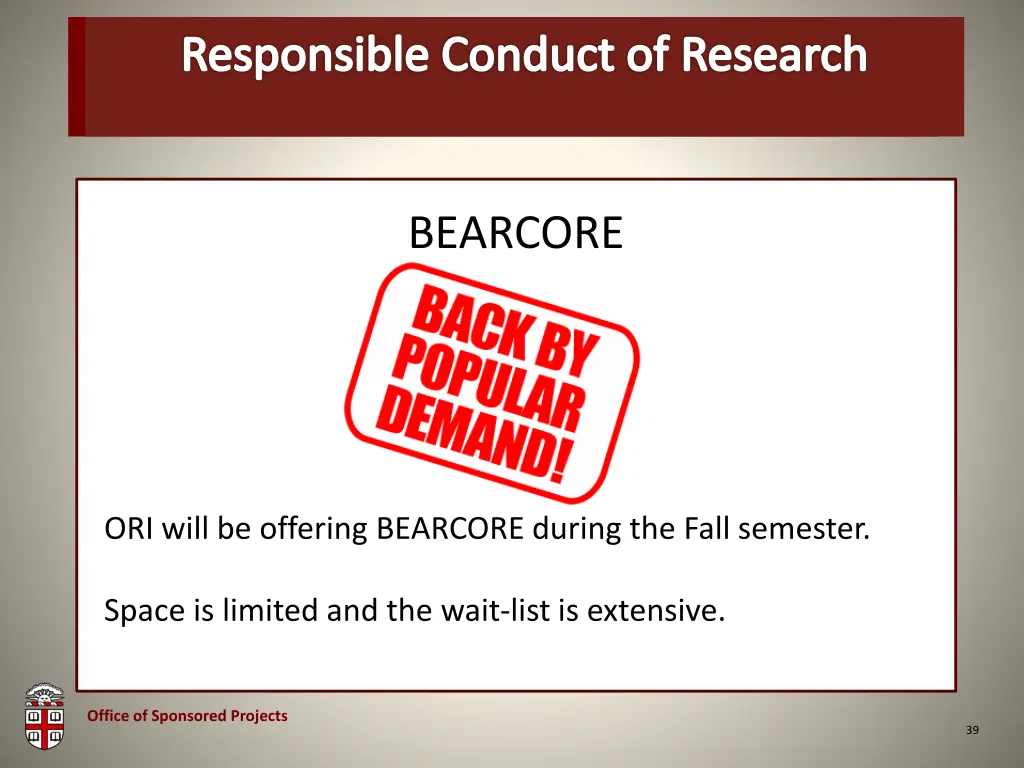 osp brown bag responsible conduct of research 1