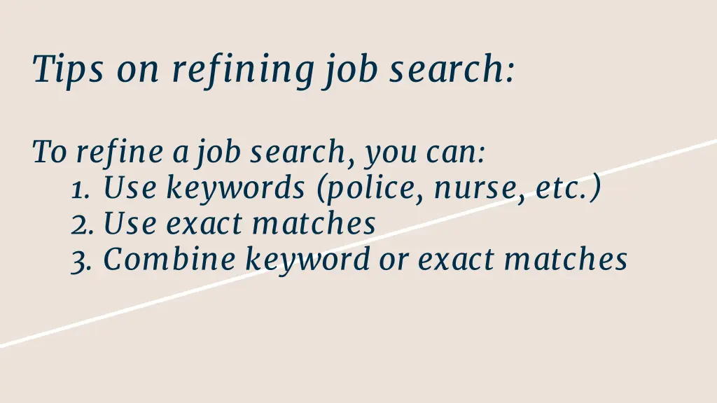 tips on refining job search