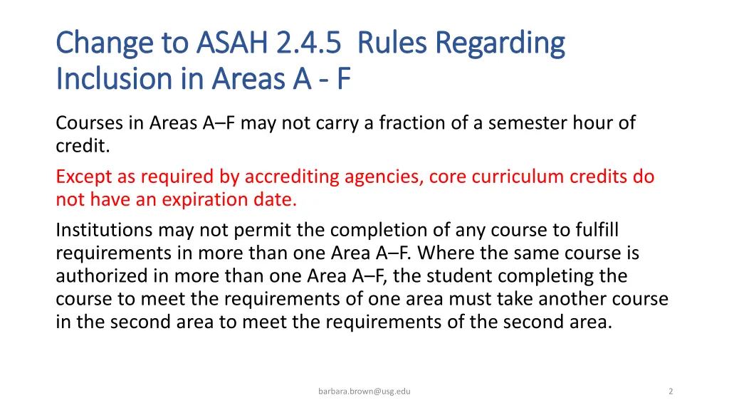 change to asah 2 4 5 rules regarding change