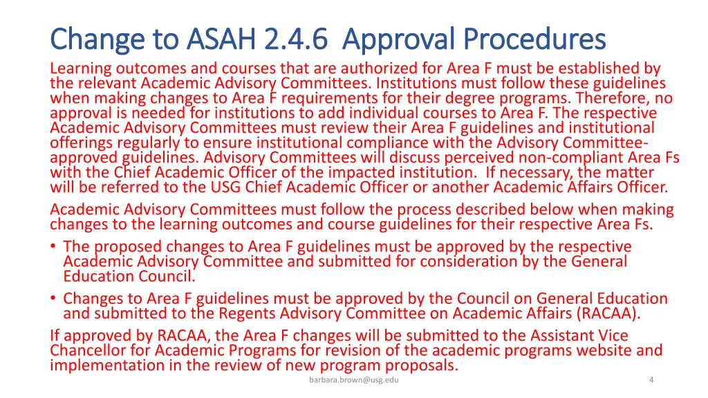 change to asah 2 4 6 approval procedures change 1