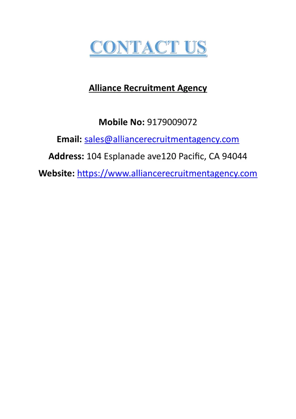 alliance recruitment agency