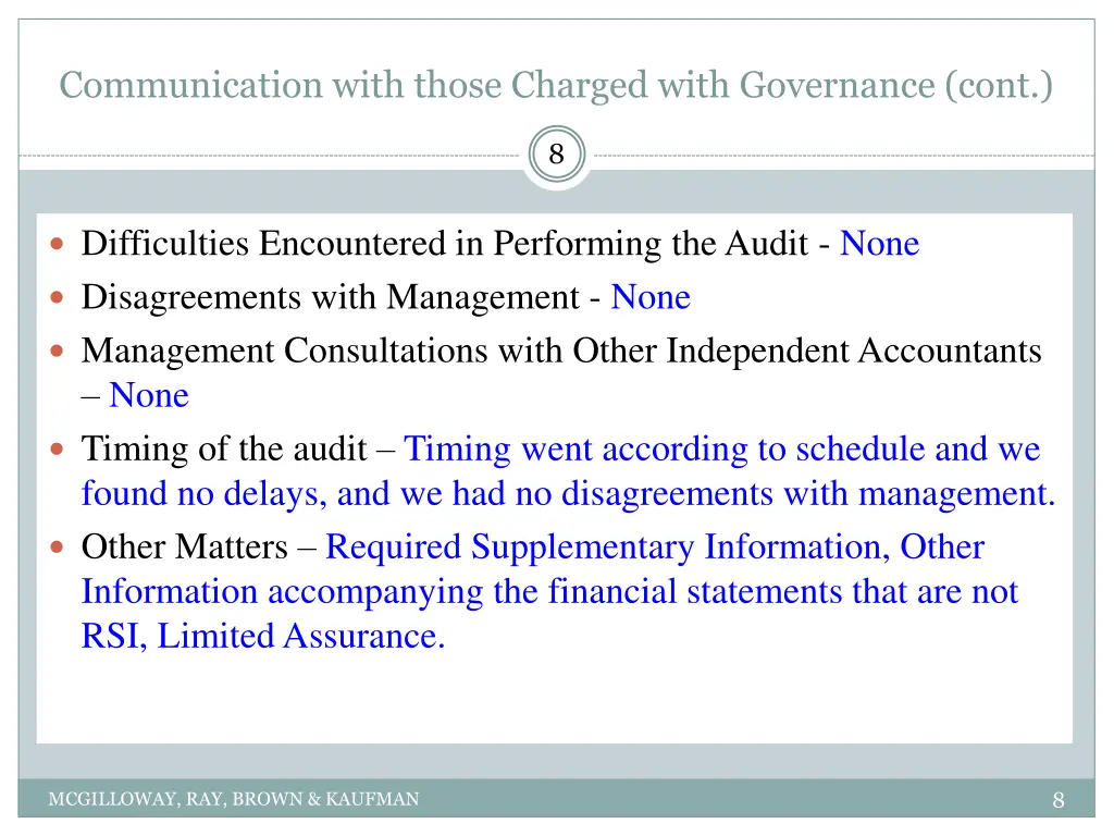 communication with those charged with governance 1