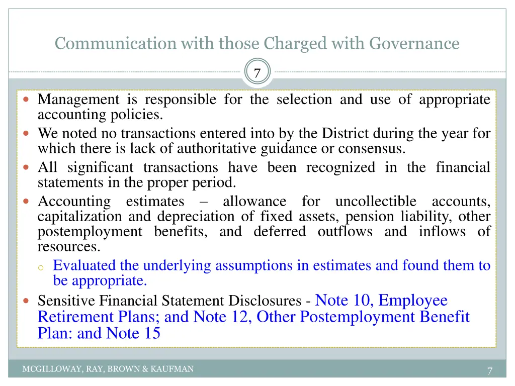 communication with those charged with governance