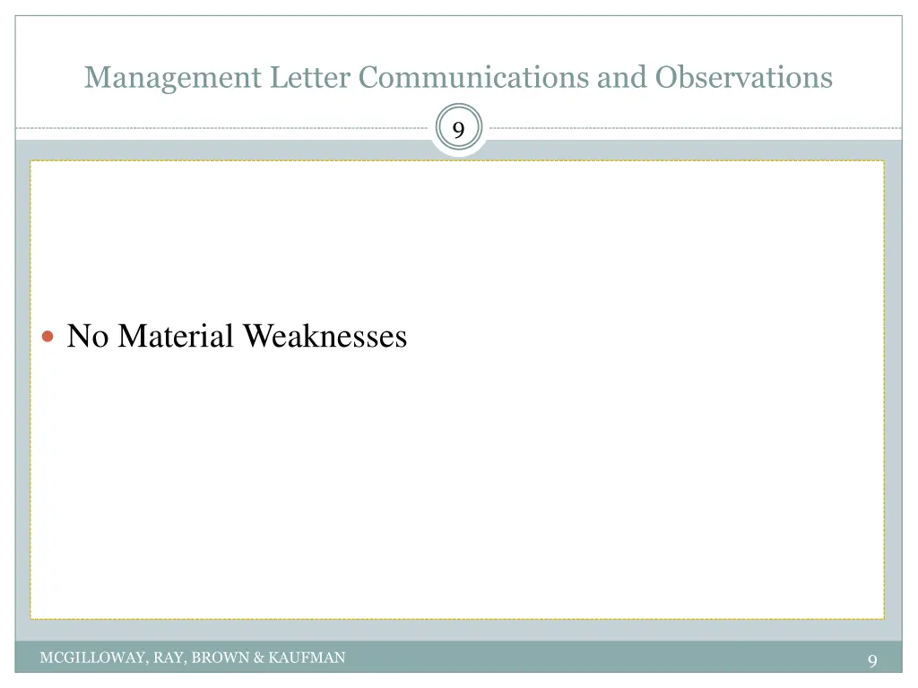 management letter communications and observations