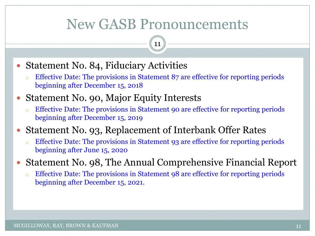 new gasb pronouncements