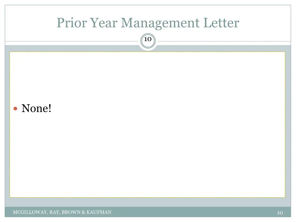 prior year management letter