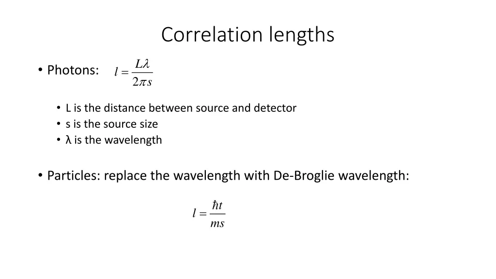 correlation lengths