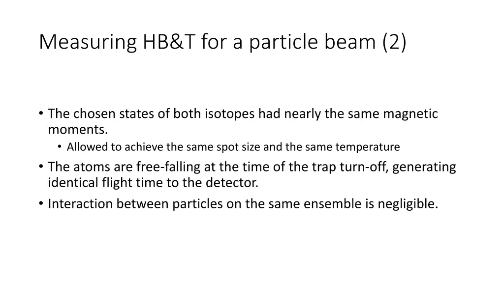 measuring hb t for a particle beam 2