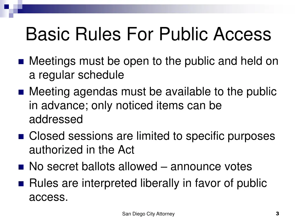 basic rules for public access