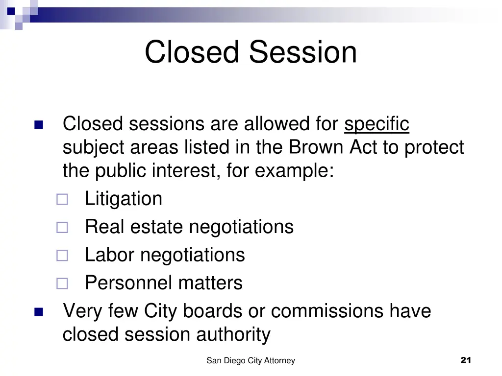 closed session