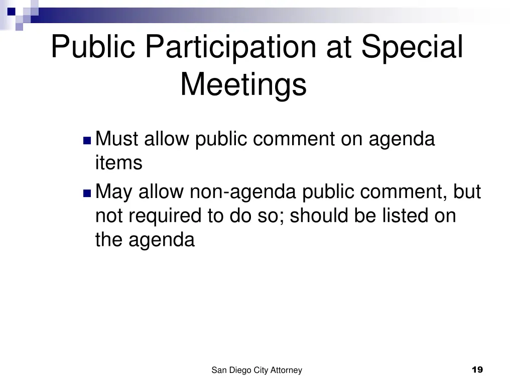 public participation at special meetings