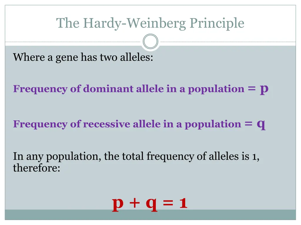 the hardy weinberg principle 1