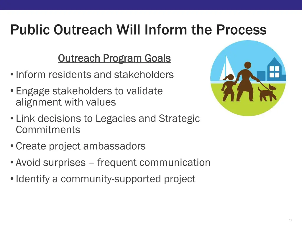 public outreach will inform the process