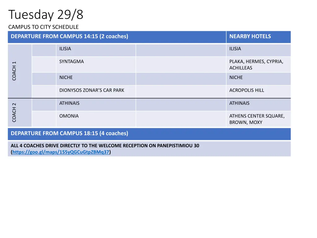 tuesday 29 8 campus to city schedule