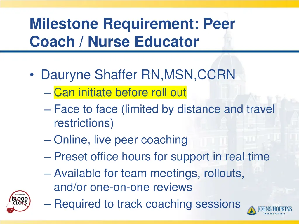 milestone requirement peer coach nurse educator