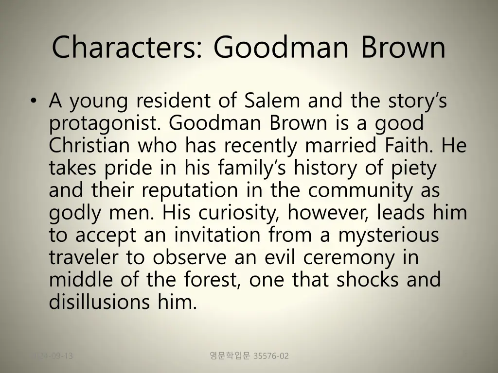 characters goodman brown