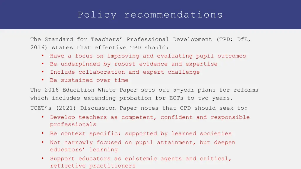 policy recommendations