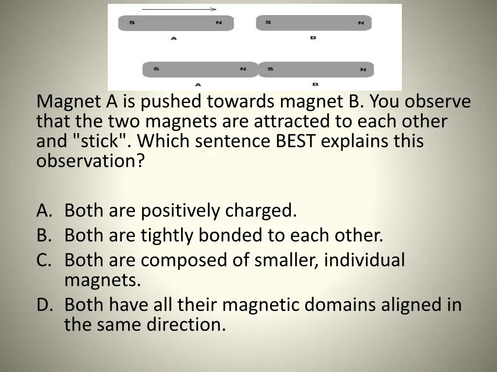 magnet a is pushed towards magnet b you observe