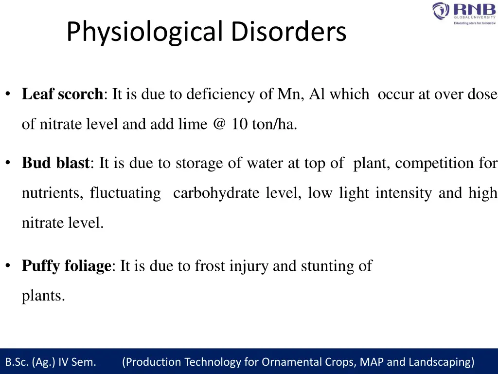 physiological disorders