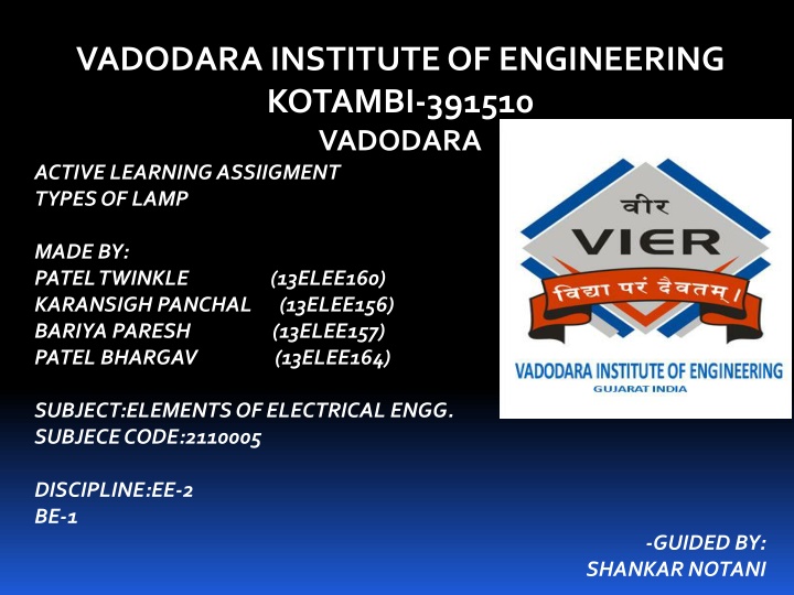 vadodara institute of engineering kotambi 391510