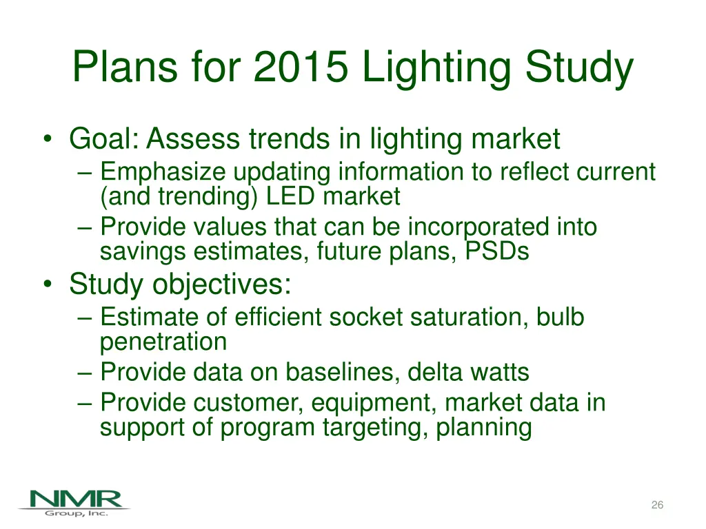 plans for 2015 lighting study