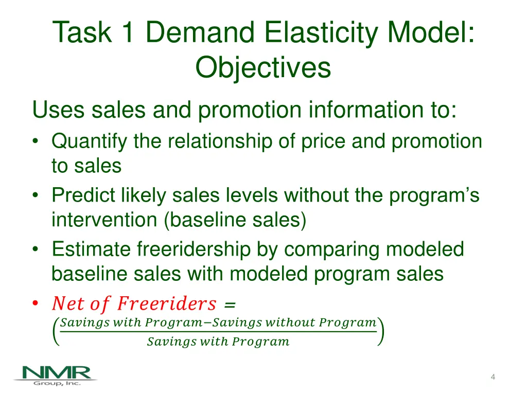 task 1 demand elasticity model objectives uses