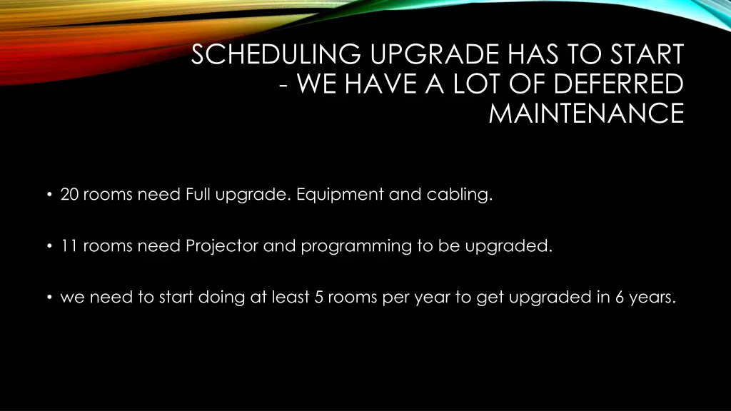 scheduling upgrade has to start we have