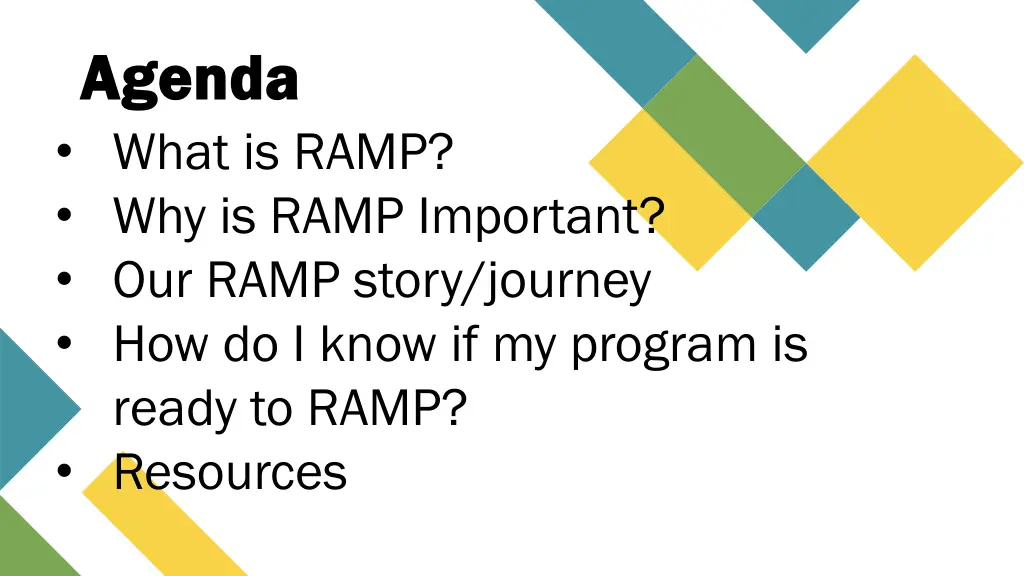 agenda agenda what is ramp why is ramp important