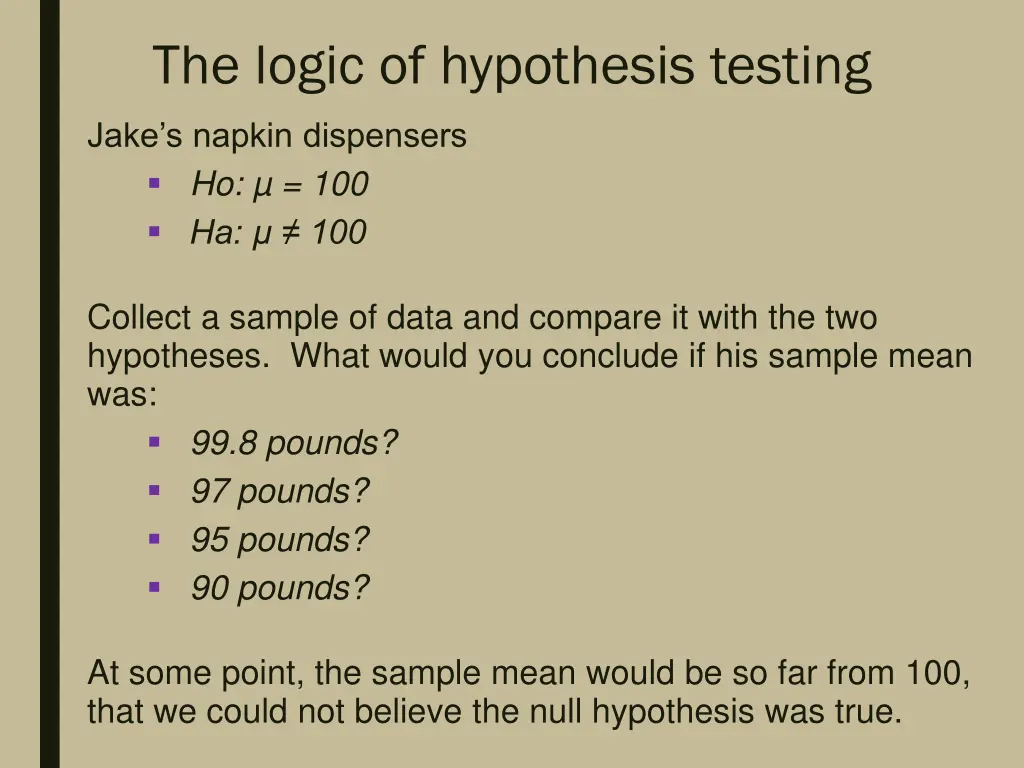 the logic of hypothesis testing