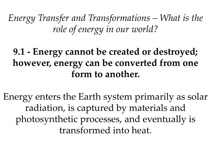 energy transfer and transformations what