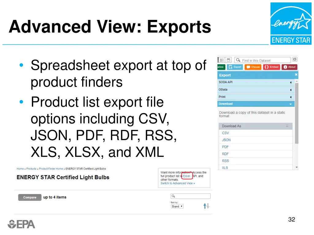 advanced view exports