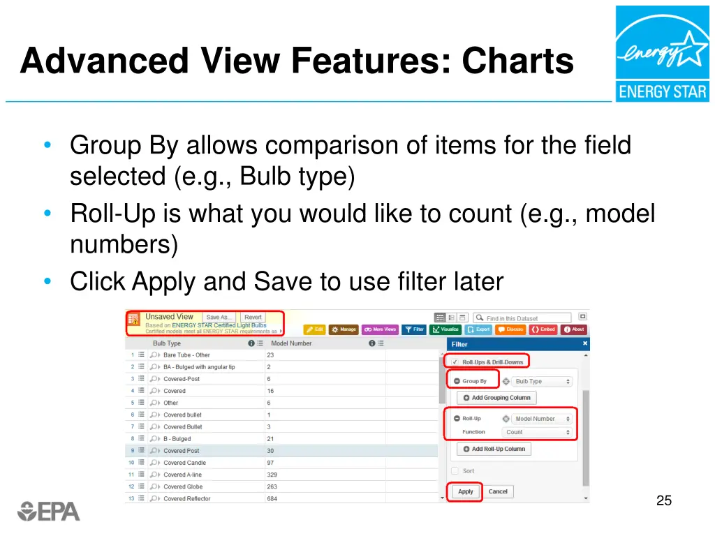 advanced view features charts 1