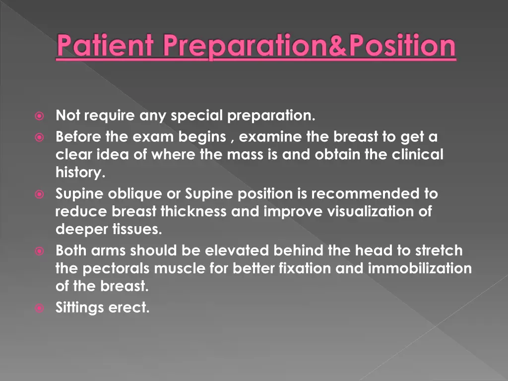 patient preparation position