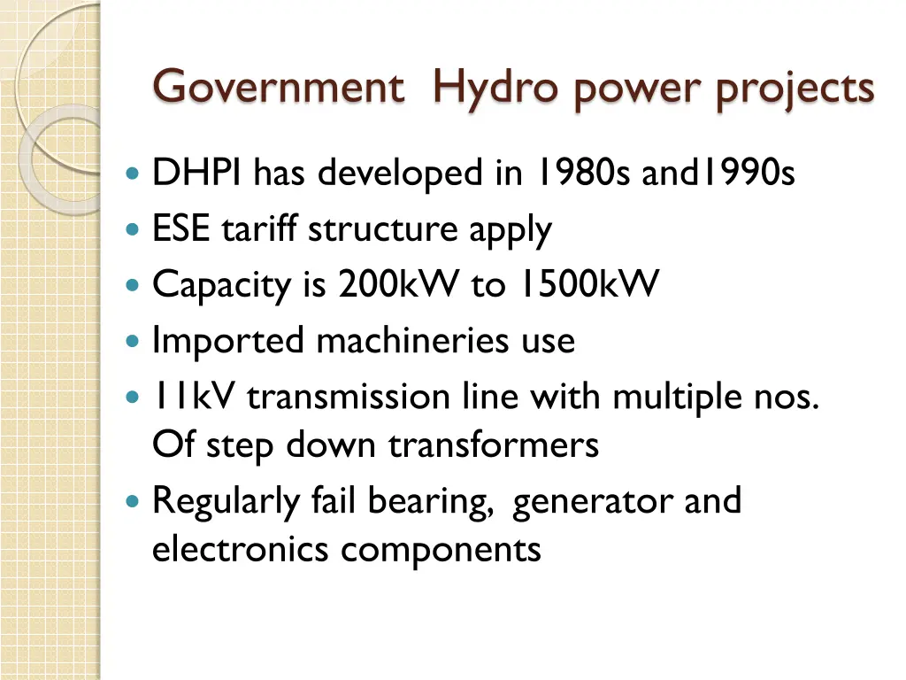 government hydro power projects