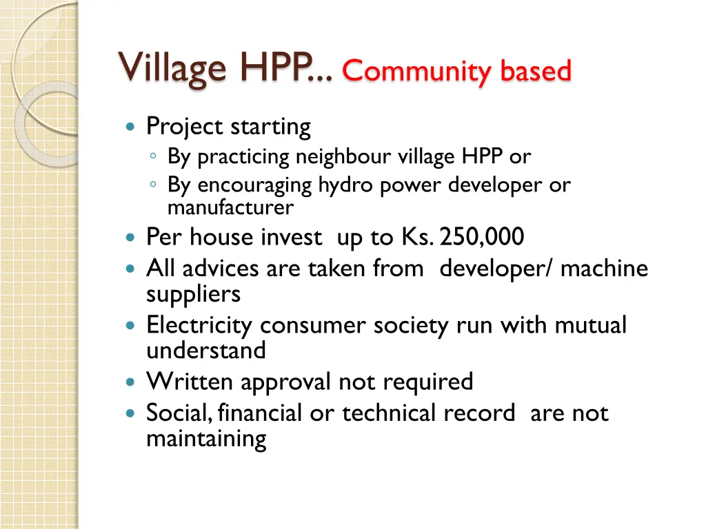 village hpp community based