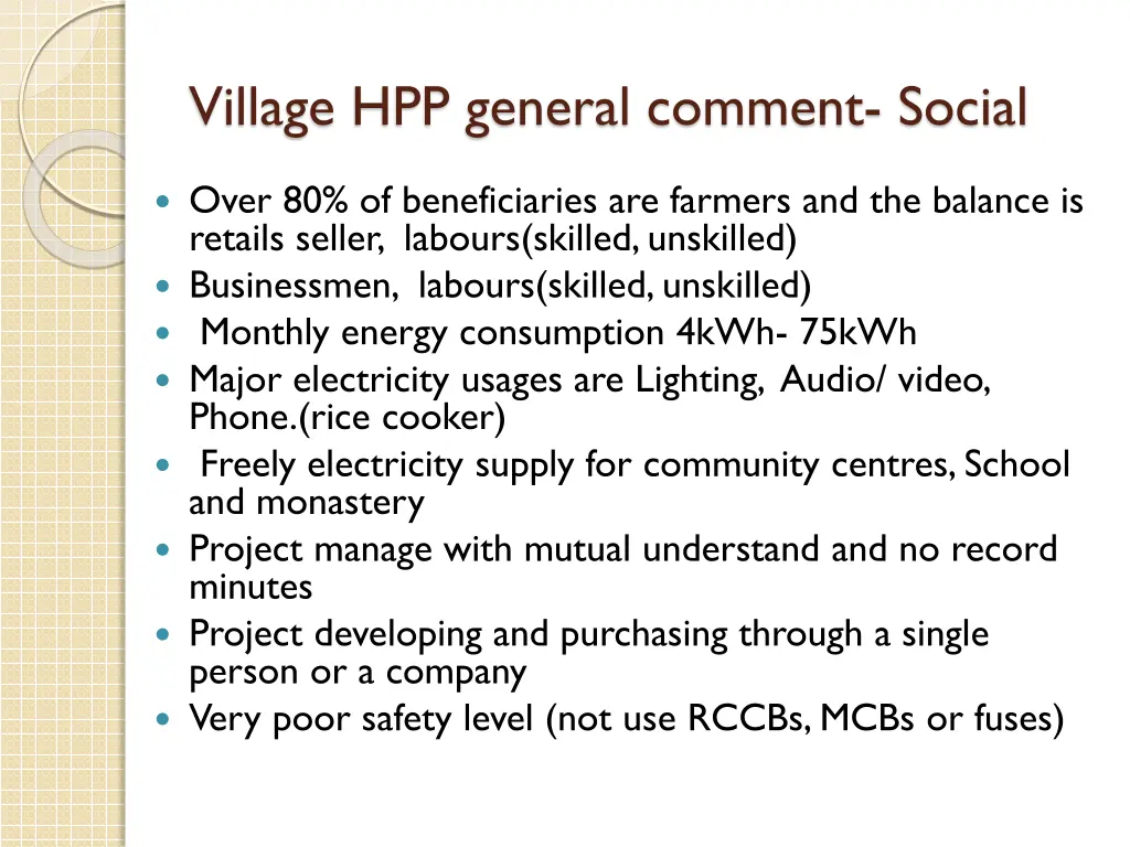 village hpp general comment social