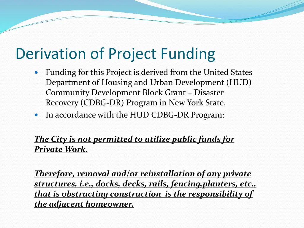 derivation of project funding