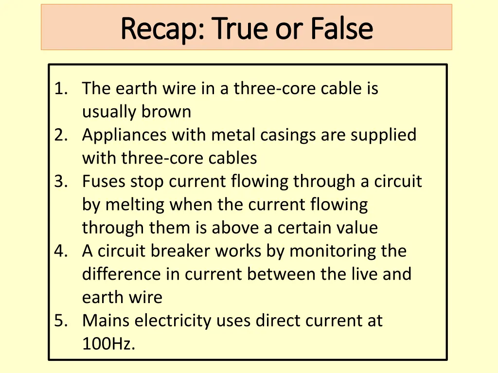 recap true or false recap true or false