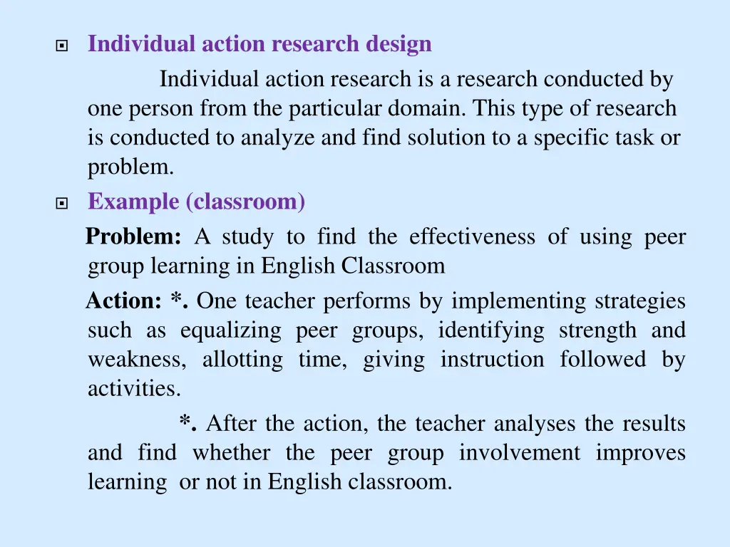 individual action research design individual