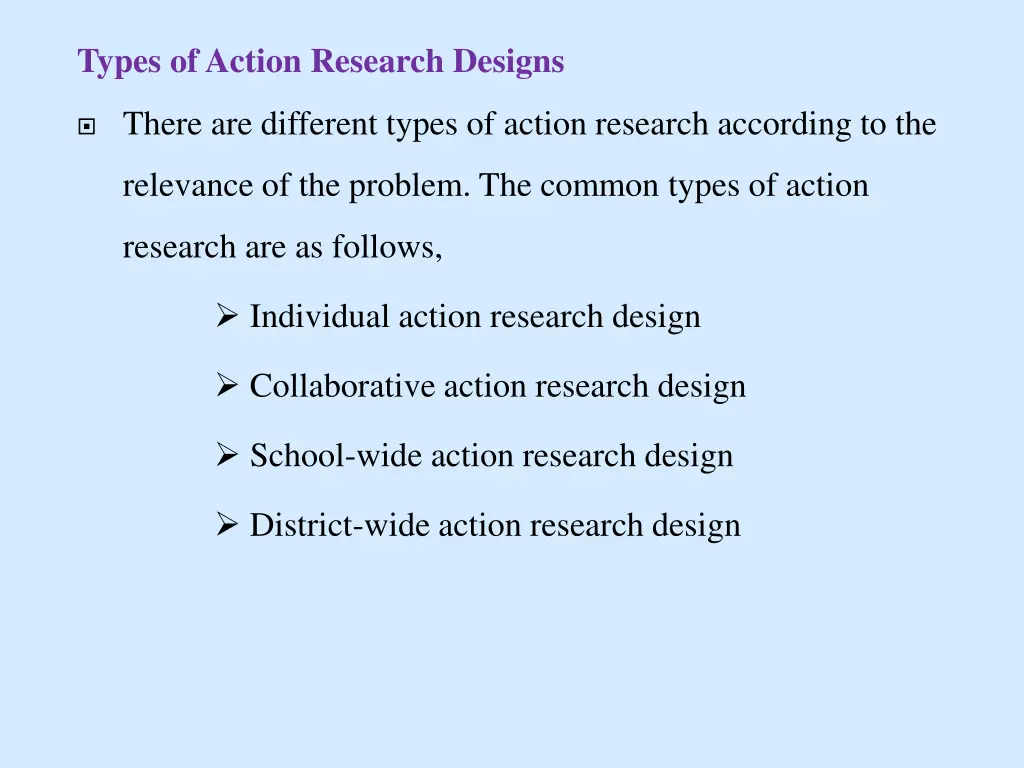 types of action research designs