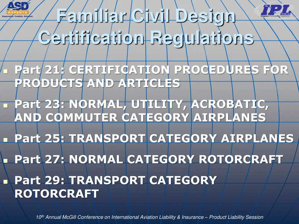 familiar civil design certification regulations