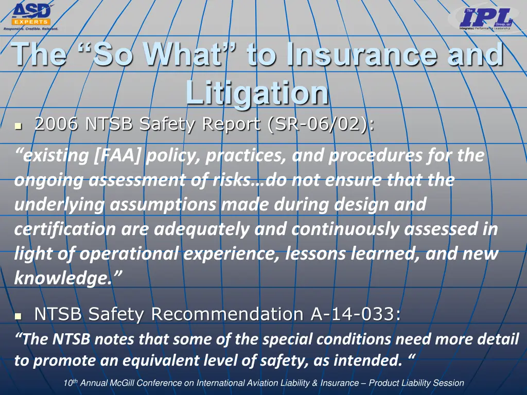 the so what to insurance and litigation 2006 ntsb