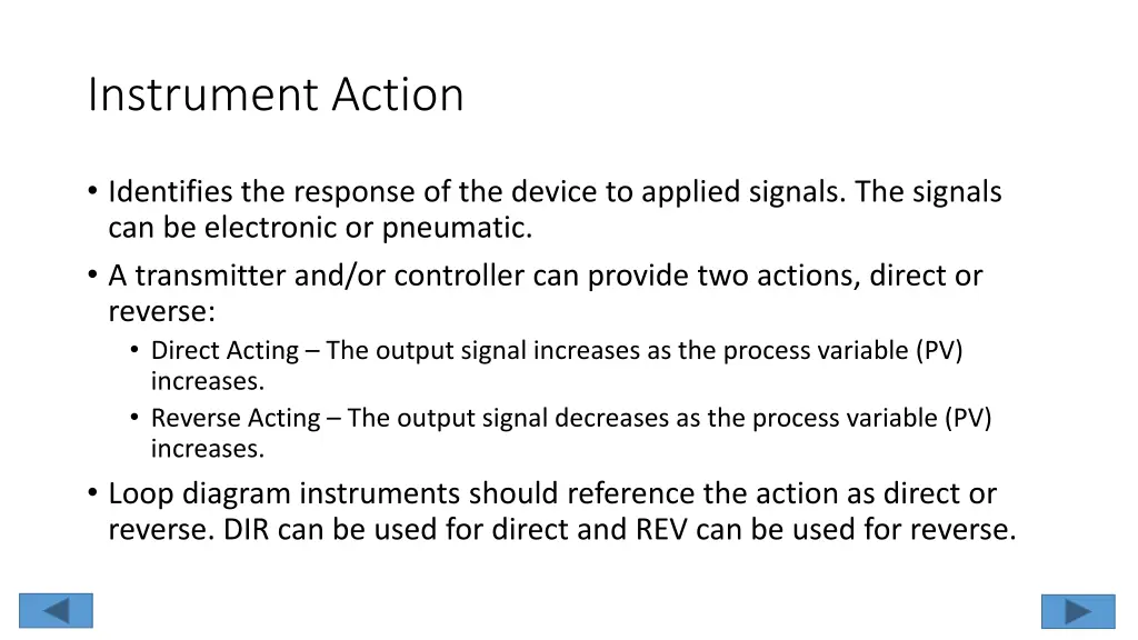 instrument action