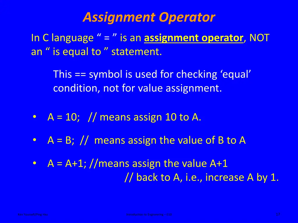 assignment operator