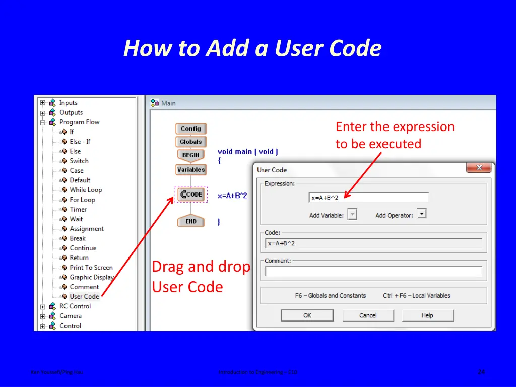 how to add a user code